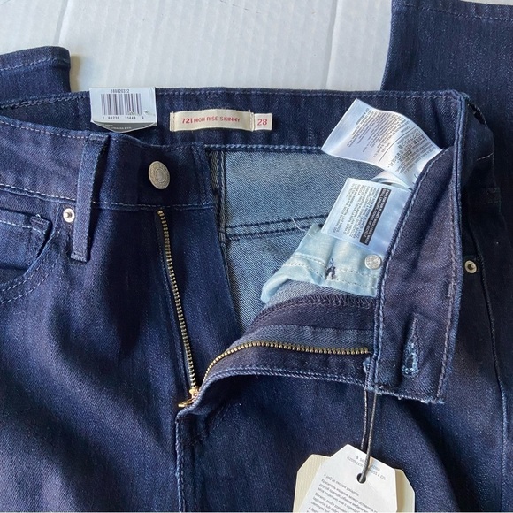 LEVIS 721 High Rise Skinny Ankle Jeans Womens Size 6 Short W28 x L28 Dark Wash - Picture 2 of 14